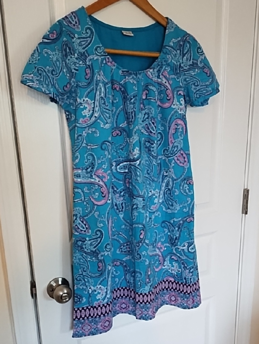 Esprit Paisley Print A-Line Mini Dress Turquoise Blue Pink Women's Size 8